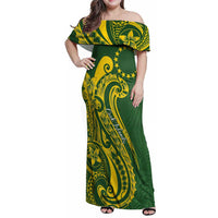 Kia Orana Cook Islands Family Matching Off Shoulder Maxi Dress and Hawaiian Shirt Plumeria Tropical Waves - Polynesian Pride