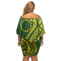 Kia Orana Cook Islands Family Matching Off Shoulder Short Dress and Hawaiian Shirt Plumeria Tropical Waves - Polynesian Pride