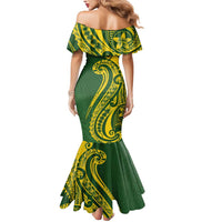 Kia Orana Cook Islands Mermaid Dress Plumeria Tropical Waves - Polynesian Pride