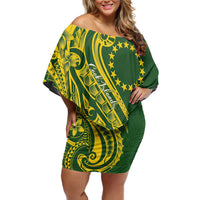 Kia Orana Cook Islands Off Shoulder Short Dress Plumeria Tropical Waves - Polynesian Pride