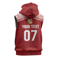 Mate Ma'a Tonga Rugby Custom Kupesi Motifs Sleeveless Zip Hoodie Red Waves