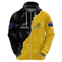 Australia Rugby Mix New Zealands Rugby Hoodie Wallabies Versus Silver Fern Sporty Basic LT7 - Polynesian Pride