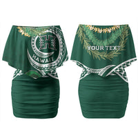 Hawaii Rainbow Warriors Alumni Personalized Family Matching Off Shoulder Short Dress and Hawaiian Shirt Ti Maile Lei - Glory For The Warriors