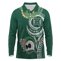 Hawaii Rainbow Warriors Alumni Personalized Long Sleeve Polo Shirt Ti Maile Lei - Glory For The Warriors