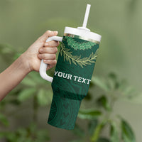 Hawaii Rainbow Warriors Alumni Personalized Tumbler With Handle Ti Maile Lei - Glory For The Warriors