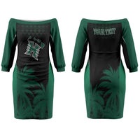 Hawaii Rainbow Warriors La'au Pama Personalized Family Matching Off The Shoulder Long Sleeve Dress and Hawaiian Shirt