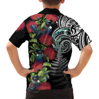 Meri Kirihimete New Zealand Family Matching Long Sleeve Bodycon Dress and Hawaiian Shirt Tui on Pohutukawa LT7 - Polynesian Pride