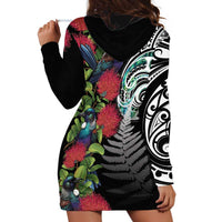 Meri Kirihimete New Zealand Hoodie Dress Tui on Pohutukawa LT7 - Polynesian Pride