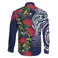 Meri Kirihimete New Zealand Family Matching Puletasi and Hawaiian Shirt Tui on Pohutukawa - Blue Ver LT7 - Polynesian Pride