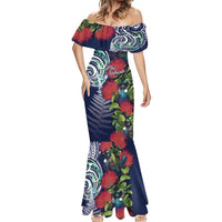 Meri Kirihimete New Zealand Mermaid Dress Tui on Pohutukawa - Blue Ver LT7 - Polynesian Pride