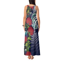 Meri Kirihimete New Zealand Tank Maxi Dress Tui on Pohutukawa - Blue Ver LT7 - Polynesian Pride