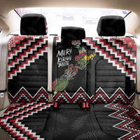 New Zealand Christmas Taniko Poutama Back Car Seat Cover Flora Map with Birds - Polynesian Pride