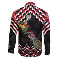 New Zealand Christmas Taniko Poutama Family Matching Long Sleeve Bodycon Dress and Hawaiian Shirt Flora Map with Birds - Polynesian Pride