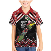 New Zealand Christmas Taniko Poutama Family Matching Mermaid Dress and Hawaiian Shirt Flora Map with Birds - Polynesian Pride