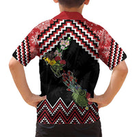 New Zealand Christmas Taniko Poutama Family Matching Off Shoulder Maxi Dress and Hawaiian Shirt Flora Map with Birds LT7 - Polynesian Pride