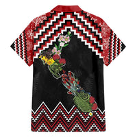 New Zealand Christmas Taniko Poutama Family Matching Off Shoulder Maxi Dress and Hawaiian Shirt Flora Map with Birds LT7 - Polynesian Pride