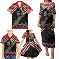 New Zealand Christmas Taniko Poutama Family Matching Puletasi and Hawaiian Shirt Flora Map with Birds - Polynesian Pride