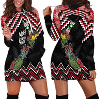 New Zealand Christmas Taniko Poutama Hoodie Dress Flora Map with Birds - Polynesian Pride