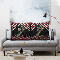 New Zealand Christmas Taniko Poutama Pillow Cover Flora Map with Birds - Polynesian Pride
