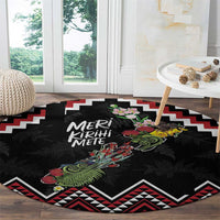 New Zealand Christmas Taniko Poutama Round Carpet Flora Map with Birds - Polynesian Pride