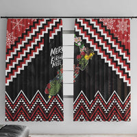 New Zealand Christmas Taniko Poutama Window Curtain Flora Map with Birds - Polynesian Pride