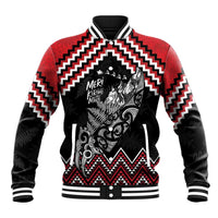 New Zealand Christmas Taniko Poutama Baseball Jacket Mountainscape Maori Fern - Polynesian Pride