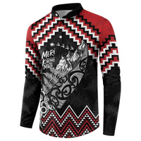 New Zealand Christmas Taniko Poutama Button Sweatshirt Mountainscape Maori Fern - Polynesian Pride