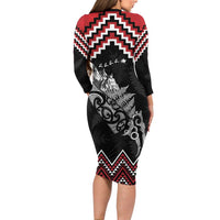 New Zealand Christmas Taniko Poutama Family Matching Long Sleeve Bodycon Dress and Hawaiian Shirt Mountainscape Maori Fern - Polynesian Pride