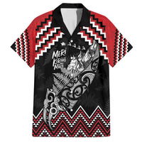 New Zealand Christmas Taniko Poutama Family Matching Off Shoulder Maxi Dress and Hawaiian Shirt Mountainscape Maori Fern LT7 Dad's Shirt - Short Sleeve Black - Polynesian Pride