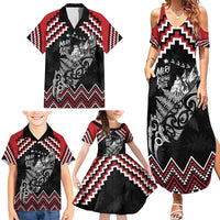 New Zealand Christmas Taniko Poutama Family Matching Summer Maxi Dress and Hawaiian Shirt Mountainscape Maori Fern - Polynesian Pride