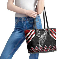 New Zealand Christmas Taniko Poutama Leather Tote Bag Mountainscape Maori Fern - Polynesian Pride