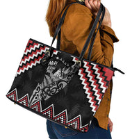 New Zealand Christmas Taniko Poutama Leather Tote Bag Mountainscape Maori Fern - Polynesian Pride