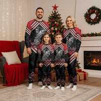 New Zealand Christmas Taniko Poutama Christmas Pajama Set Mountainscape Maori Fern - Polynesian Pride