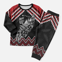 New Zealand Christmas Taniko Poutama Christmas Pajama Set Mountainscape Maori Fern - Polynesian Pride