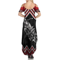 New Zealand Christmas Taniko Poutama Summer Maxi Dress Mountainscape Maori Fern - Polynesian Pride