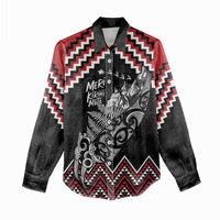 New Zealand Christmas Taniko Poutama Women Casual Shirt Mountainscape Maori Fern - Polynesian Pride