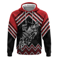 New Zealand Christmas Taniko Poutama Zip Hoodie Mountainscape Maori Fern - Polynesian Pride