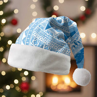 Bula Fiji Classic Masi Tapa Christmas Santa Hat Turquoise - Polynesian Pride