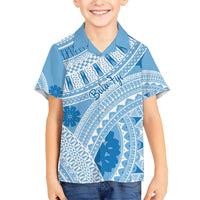 Bula Fiji Classic Masi Tapa Family Matching Short Sleeve Bodycon Dress and Hawaiian Shirt Turquoise - Polynesian Pride