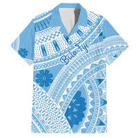 Bula Fiji Classic Masi Tapa Family Matching Tank Maxi Dress and Hawaiian Shirt Turquoise - Polynesian Pride