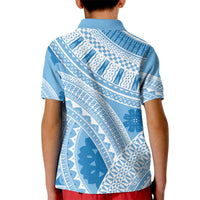 Bula Fiji Classic Masi Tapa Kid Polo Shirt Turquoise - Polynesian Pride