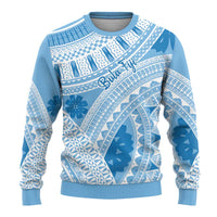 Bula Fiji Classic Masi Tapa Ugly Christmas Sweater Turquoise - Polynesian Pride