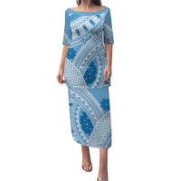 Bula Fiji Classic Masi Tapa Puletasi Turquoise - Polynesian Pride