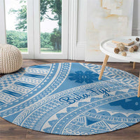 Bula Fiji Classic Masi Tapa Round Carpet Turquoise - Polynesian Pride