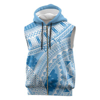Bula Fiji Classic Masi Tapa Sleeveless Zip Hoodie Turquoise - Polynesian Pride