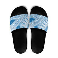 Bula Fiji Classic Masi Tapa Slide Sandals Turquoise - Polynesian Pride