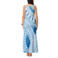 Bula Fiji Classic Masi Tapa Tank Maxi Dress Turquoise - Polynesian Pride