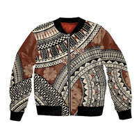 Bula Fiji Classic Masi Tapa Bomber Jacket Vintage Brown - Polynesian Pride