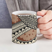 Bula Fiji Classic Masi Tapa Ceramic Mug Vintage Brown - Polynesian Pride