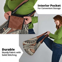 Bula Fiji Classic Masi Tapa Grocery Bag Vintage Brown - Polynesian Pride